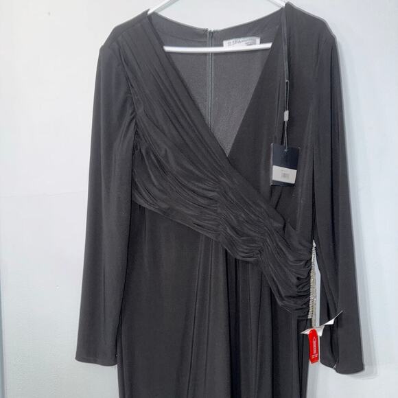 Ieena for MacDuggal Jersey  V-Neck Long Sleeve t Sheath Gown NWT Size 12 - Picture 4 of 12